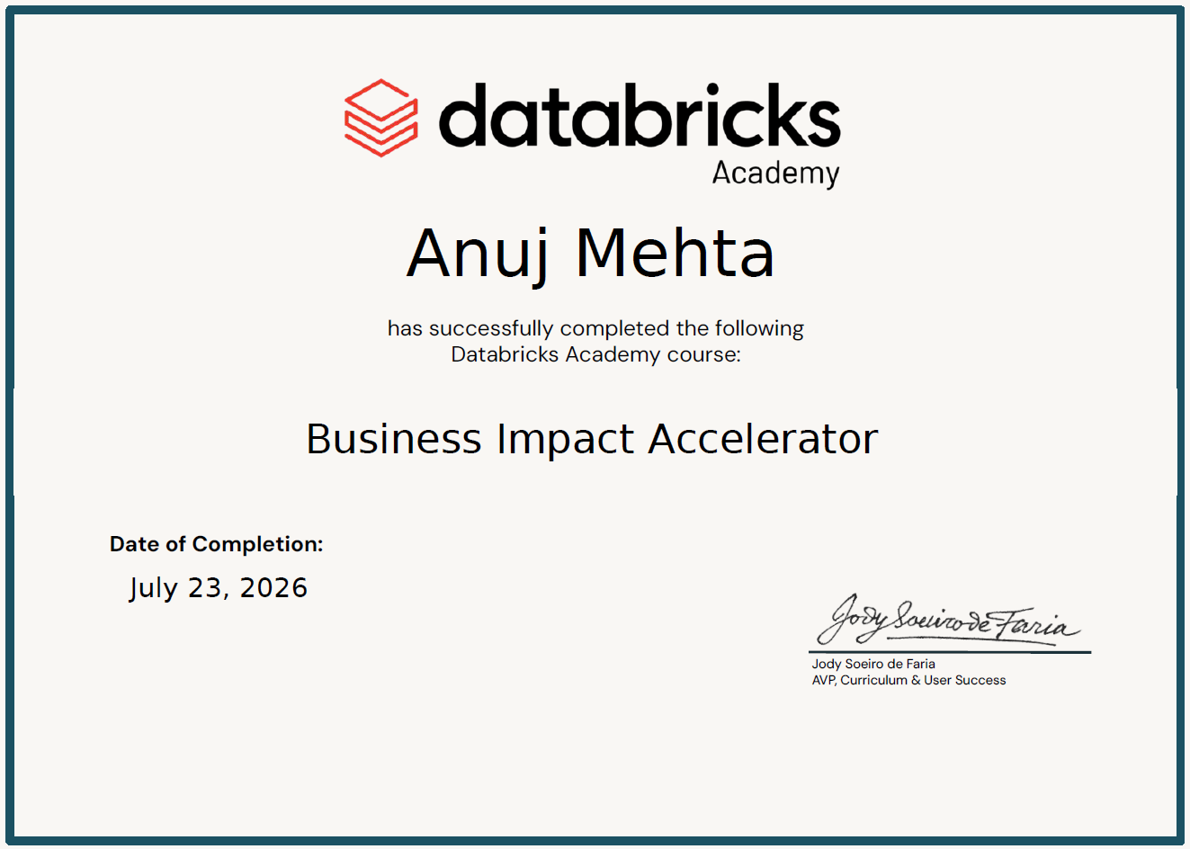 Databricks Academy, Business Impact Accelerator