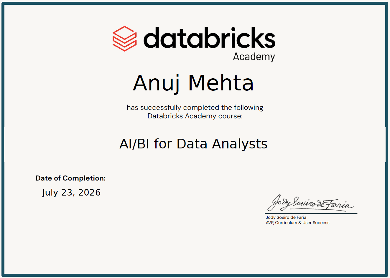 Databricks Academy, AI/BI for Data Analysts