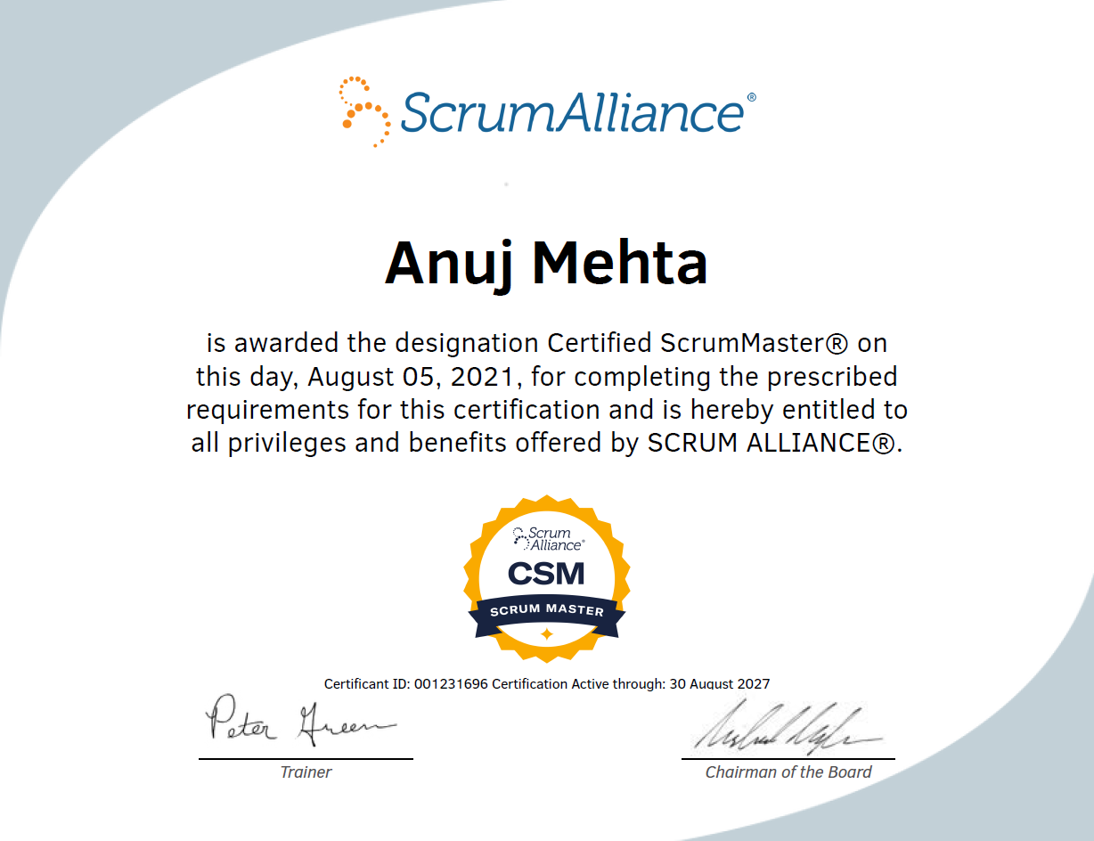 Certified ScrumMaster — Scrum Alliance