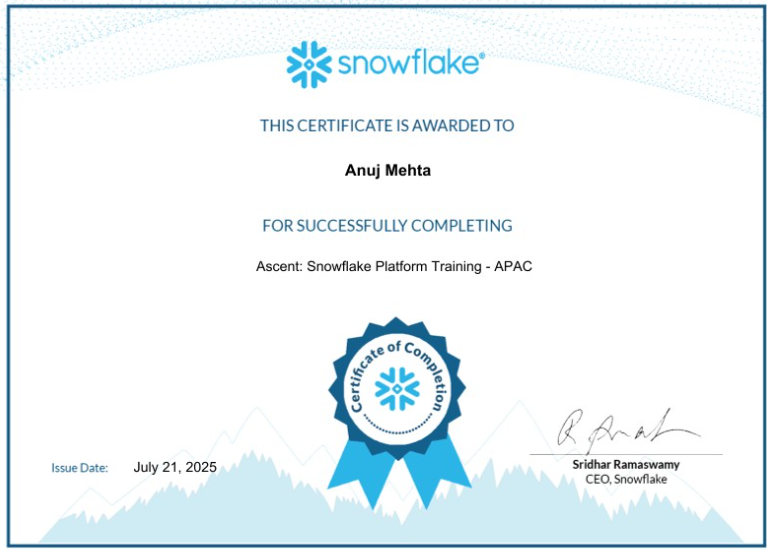 Snowflake Platform Certification